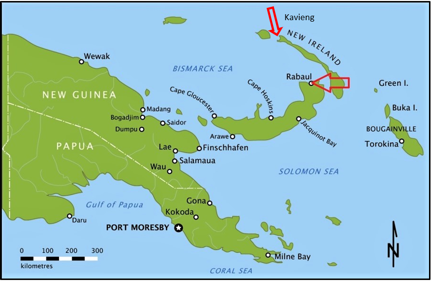Thread1/9Japanese "Operation R":January 14th 1942: A Japanese brigade group named South Seas Force, "Nankai Shitai" (Major General Tomitaro Horii) left Truk tasked with capturing Kavieng, New Ireland, and  #Rabaul, 1,000km S, w/ its deep water harbour & airfields on New Britain
