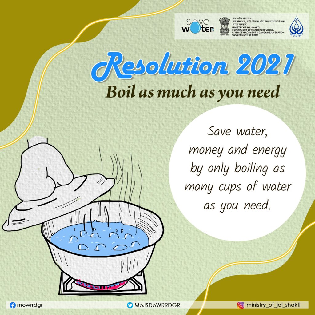 DoWRRDGR_MoJS's tweet photo. #Pledge2SaveWater During winters we often boil water to drink and end up throwing away the left water. Always boil as much water as you need to REDUCE WATER WASTAGE
#Resolution2021 https://t.co/D9XPKlGnID
