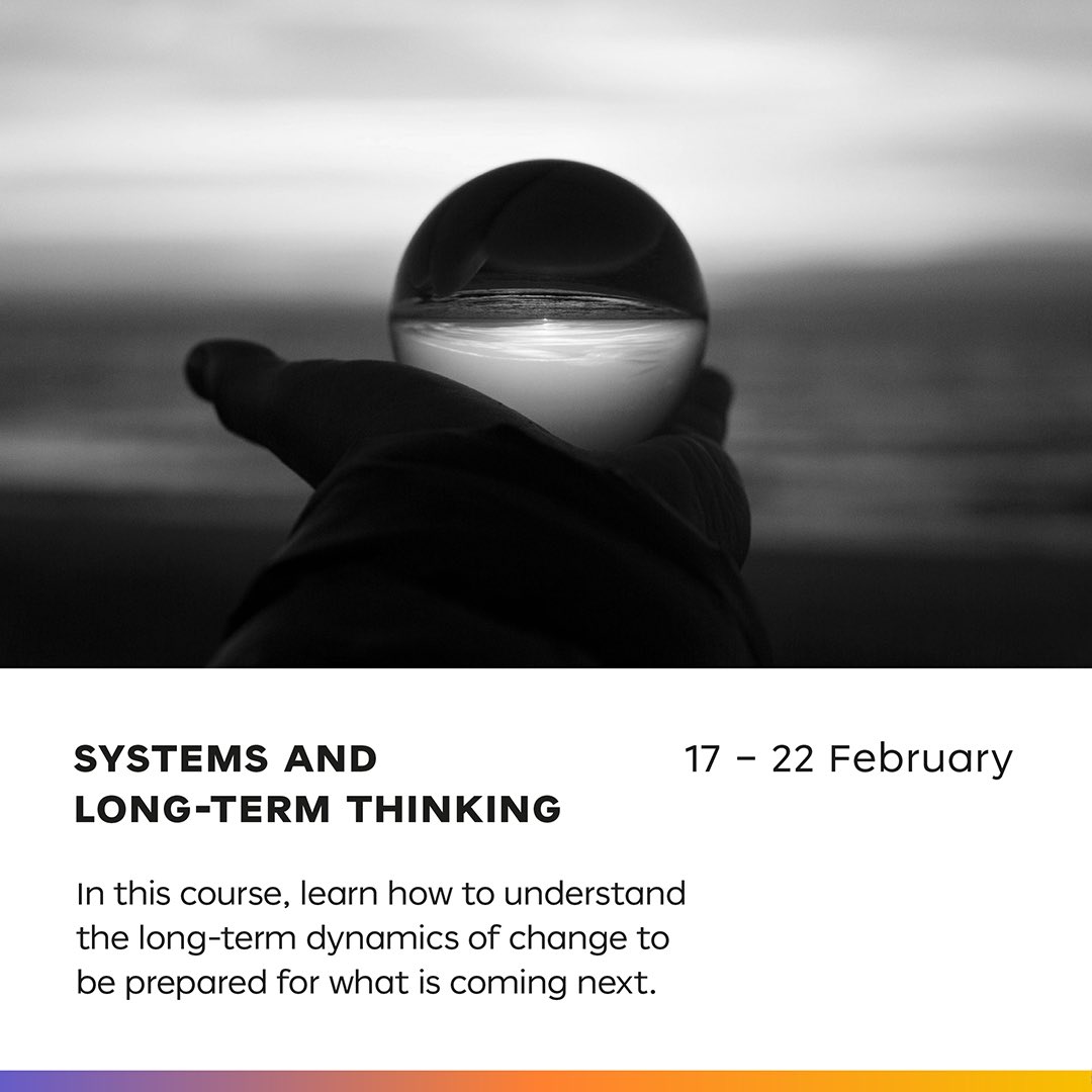 Learn how to implement systems and long term thinking by gaining an understanding on the evolution of societies and organizations.
 
Join our Systems and Long-term Thinking course open to those who have completed all foundational courses. 
Register here: programs.dubaifuture.ae/programs/5fe47…