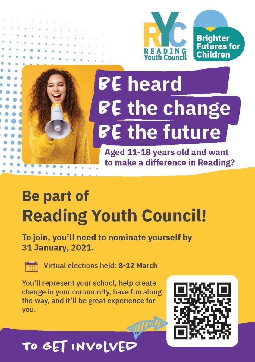 Still time to nominate yourself to be a member of <a href="/RYC_Reading/">Youth Council RDG</a>! Virtual elections in March.
<a href="/CranburyCollege/">Cranbury College</a> @WrenSchool <a href="/HighdownSchool/">Highdown School</a> <a href="/MESReading/">Maiden Erlegh Reading</a> @prospectschool <a href="/bhfcs/">Blessed Hugh Faringdon Catholic School</a> <a href="/JMAcademy1/">JMA official account</a> <a href="/ReadingGirlsSch/">Reading Girls' School</a> @ReadingCollege <a href="/UTCReading/">UTC Reading</a> <a href="/AvenueSchool/">The Avenue School</a> <a href="/KendrickSchool/">Kendrick School</a> <a href="/ReadingBoys/">- Reading School -</a>