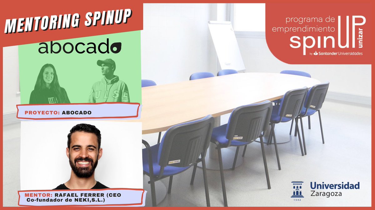 OTRI_Unizar's tweet image. Empezamos la semana cerrando las 2 últimas novedades del #MentoringSpinUP de la VIII edición del programa SpinUP "Emprende con @unizar " el proyecto #Abocado formado por Iñigo, Amaia, Rubén y Ray recibirán el mentoring de @rf910 (CEO y Co-Fundador de @nekiglobal) 🚀✨