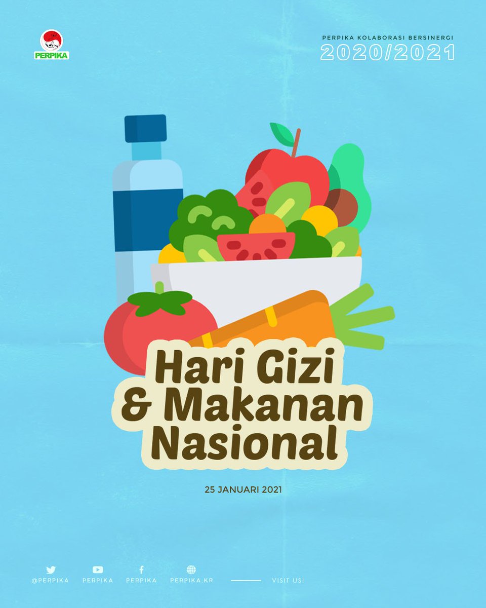 Perpika's tweet image. 🥬[Hari Gizi dan Makanan Nasional 2021]🥬

#SobatPerpika, mari kita jaga kesehatan tubuh kita dengan mengonsumsi makanan yang sehat dan bergizi!

Komen juga yuk, olahan sehat apa yang sobat perpika paling sering konsumsi?🤭

Selamat Hari Gizi dan Makanan Nasional!