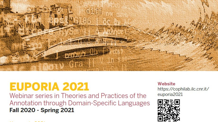 venicedph's tweet image. 📢📢today at 5PM, there will be the fifth Seminar of EUPORIA 2021!
👏Special SPEAKERS: Marilena Crucitti &amp;amp; Ludovica Bosco; Paola Tosoni; Filippo Lepori; Paola Lacasella
@aiucd @CLARIN_IT #digitalclassicist #digitalhumanities
👉take a look at the programme: unive.it/data/16437/1/4…
