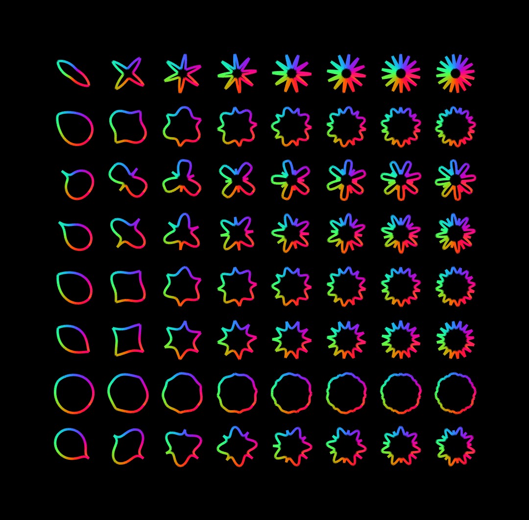 CoderSpaghetti's tweet photo. Prompt 25. Grid of permutations. Genuary21.
#genuary #genuary2021 #genaury #genaury2021
#generative #computational #creativecoding #geometry #experimental #generativeart #generativeartcode #curves #Processing #animation #abstractart #motiondesign https://t.co/9t6WgsLwJ3