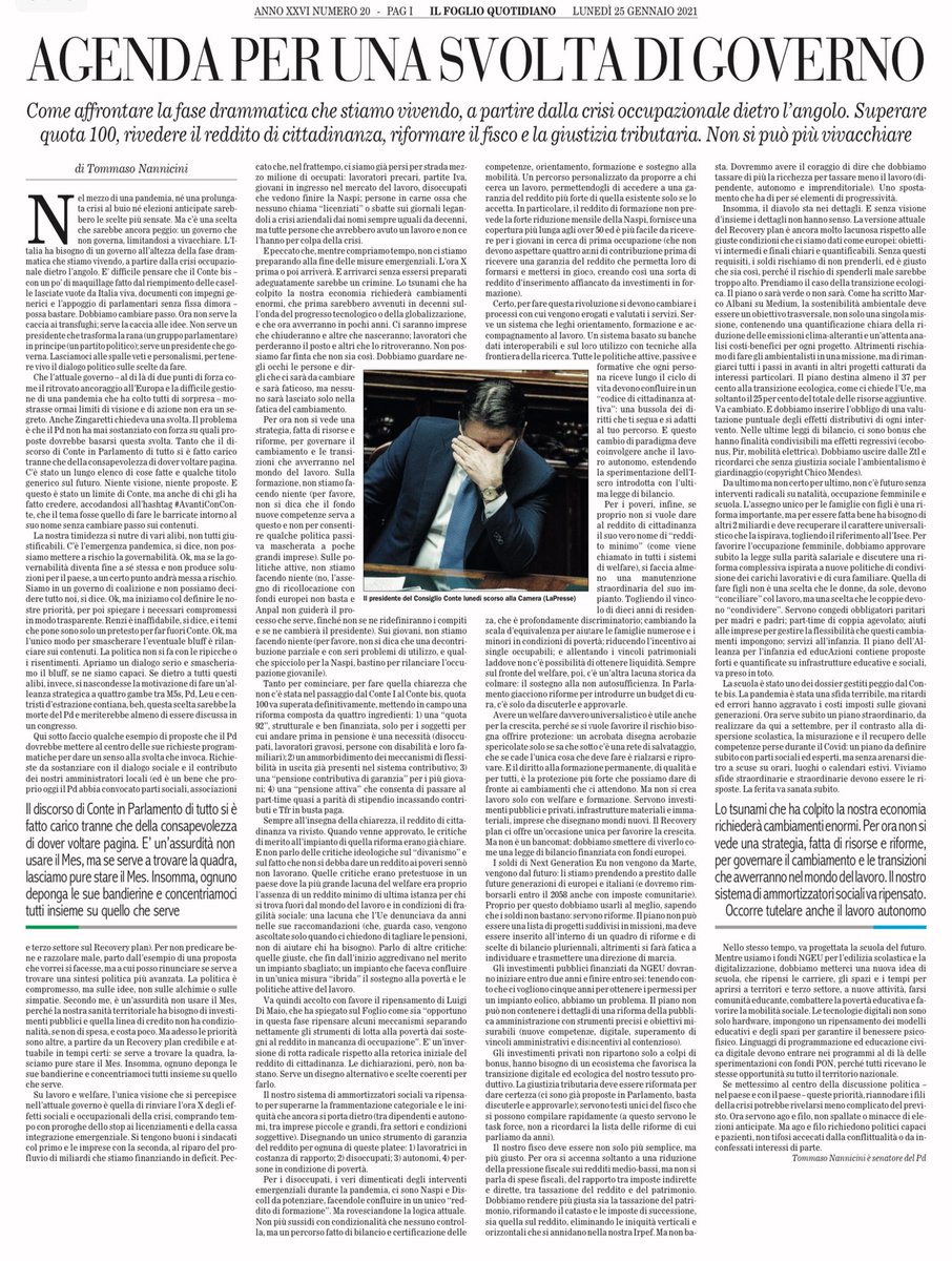 mrctrdsh's tweet photo. Oggi @TNannicini espone su @ilfoglio_it il piano Nannicini (non Pd, mi par di capire) per il NextGenerationEu. Credo che il suo sia il metodo giusto per disegnarlo. Sui contenuti mi piacerebbe conoscere anche le opinioni di @bendellavedova @BentivogliMarco @CarloCalenda @marattin https://t.co/Jaw7syogPE
