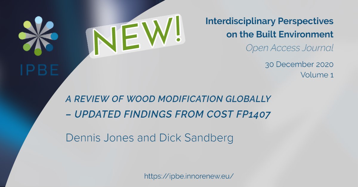 InnoRenewCoE's tweet photo. #OpenAccess article in IPBE 📖

“A Review of Wood Modification Globally – Updated Findings from COST FP1407” prepared by Dennis Jones and Dick Sandberg

➡️https://t.co/PUuvFVQQ3v

#ibpejournal #ipbescience #wood #modwood #InnoRenew #researchimpactEU @COSTprogramme https://t.co/SAckW7k3Qp