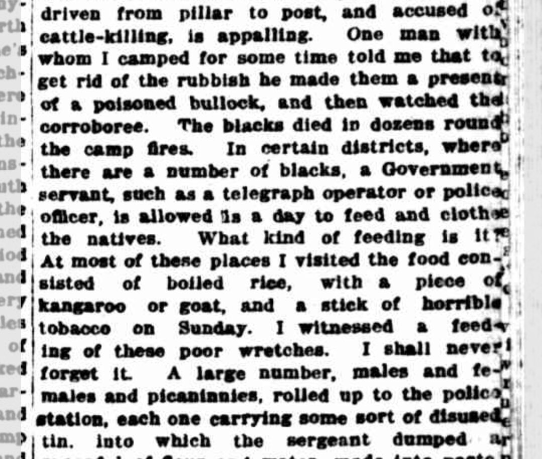 Addition to thread: From an article in the Sydney Morning Herald December 1910. It’s remarkable how unremarkably they report on this mass murder.  #InvasionDay  #genocide
