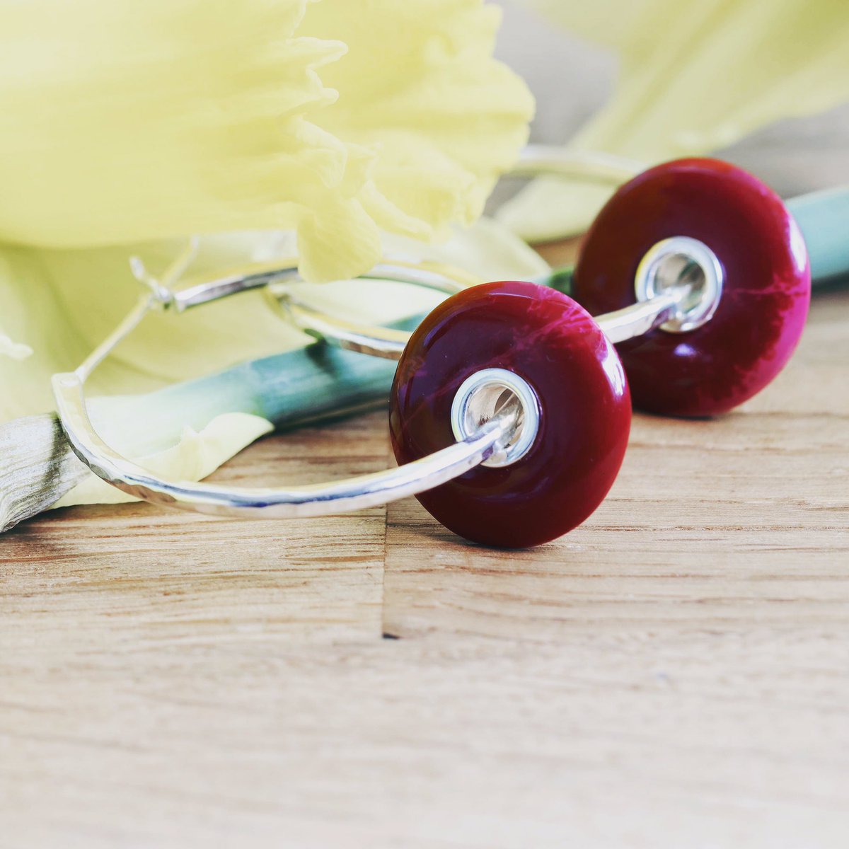 Dydd Santes Dwynwen Hapus!! To celebrate I made some funky bright red earrings from waste resin and recycled Sterling Silver. #SantesDwynwen #ethical #sustainablefashion