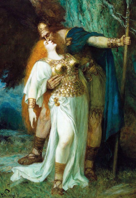 LordFredericLe1's tweet photo. This is Ferdinand Leeke's amazing 1903 painting, Wotan's Farewell to Brunnhilde! #Art #Fineart #Victorian #Painting #Medievalsim #Leeke #Romanticism https://t.co/lVr9tUefPI
