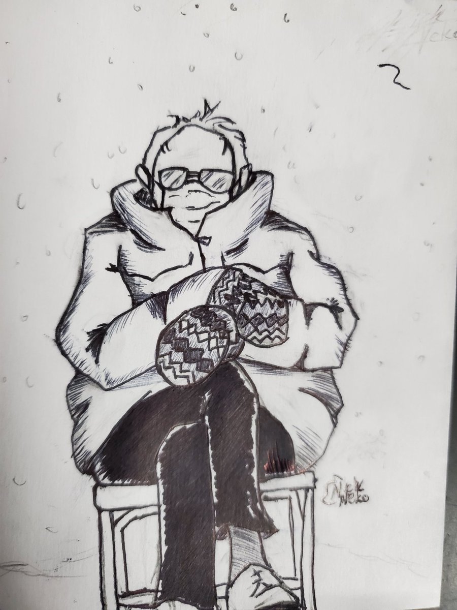 nick_nek0's tweet photo. Found a pencil at work, thank you whomever, but uuuuh could ya leave a sharpener too next time. 😗
Anyway here is my trend hopping drawing.
#coldbernie #berniesmittens #BernieSits https://t.co/VqO1oEXJRA