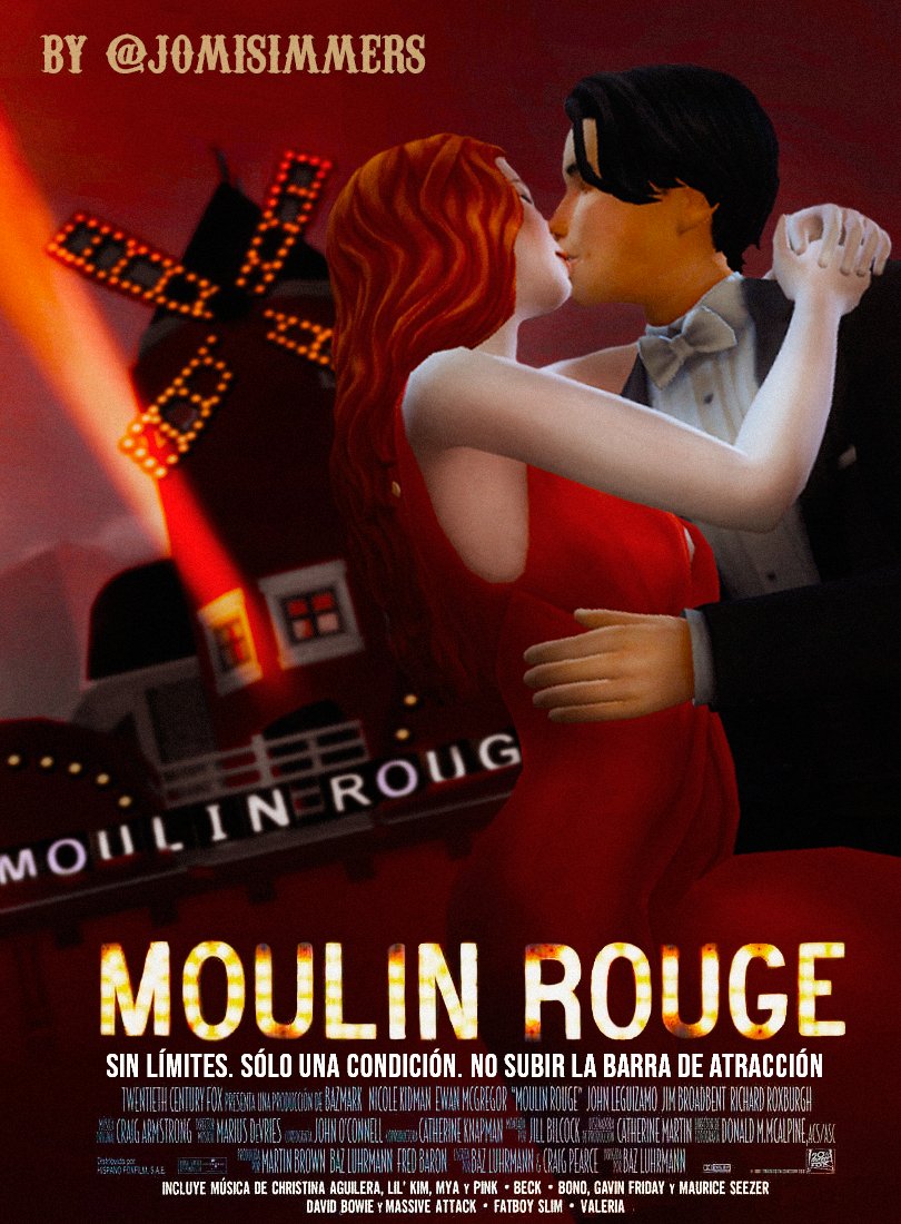 JomiSimmers's tweet photo. También queríamos probar a recrear carteles de películas, como el de Moulin Rouge, una de las pelis que más veces hemos visto y que más nos ha hecho llorar. #Simstv #Sims4 #thesims4 #simmers #lossims4 #simstagram #simsmakeover #MoulinRouge https://t.co/0hltbMkXHn