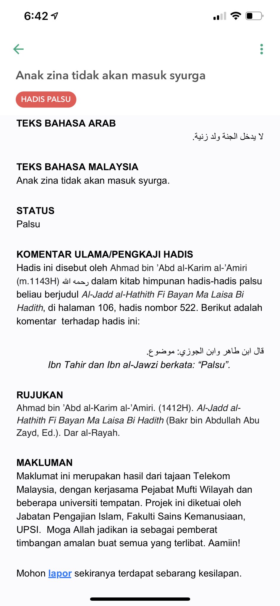 semak hadis dr rozaimi