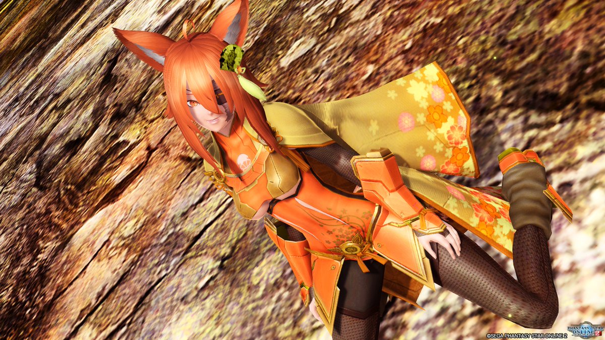 Ace S R スズナアイパッチ陽 扇子ヘアアクセ 黄 ワイルドキャットテイル スズナクシナダ陽 ビクシュサンジコウ 毎日pso2ss Pso2 Pso2 Ss