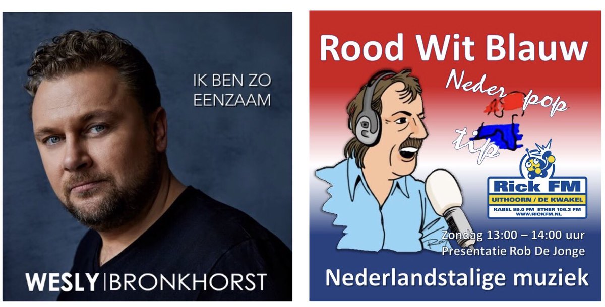 De Nederpop Tip van deze week is “Ik Ben Zo Eenzaam” van Wesly Bronkhorst
<a href="/weslybronkhorst/">Wesly Bronkhorst</a> 
Videoclip; youtu.be/lFHrEhGvKf8

rickfm.nl
#nederpoptip #roodwitblauw #rickfm