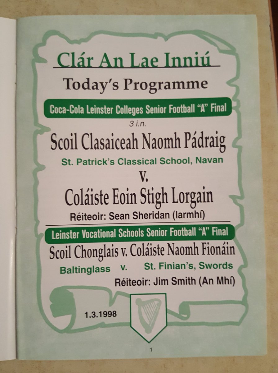 GaaCollector's tweet photo. @Tormey1 the St pats team as requested. @St_Patrickscs #gaa #gaaprogrammes #gaacollector https://t.co/7yugDwNRjb