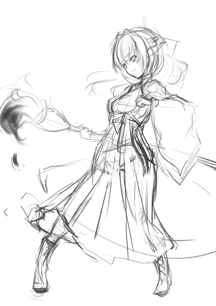 線画は無いで 皆さんラフと完成絵を見せてください ちゃぼ 絵描きのイラスト