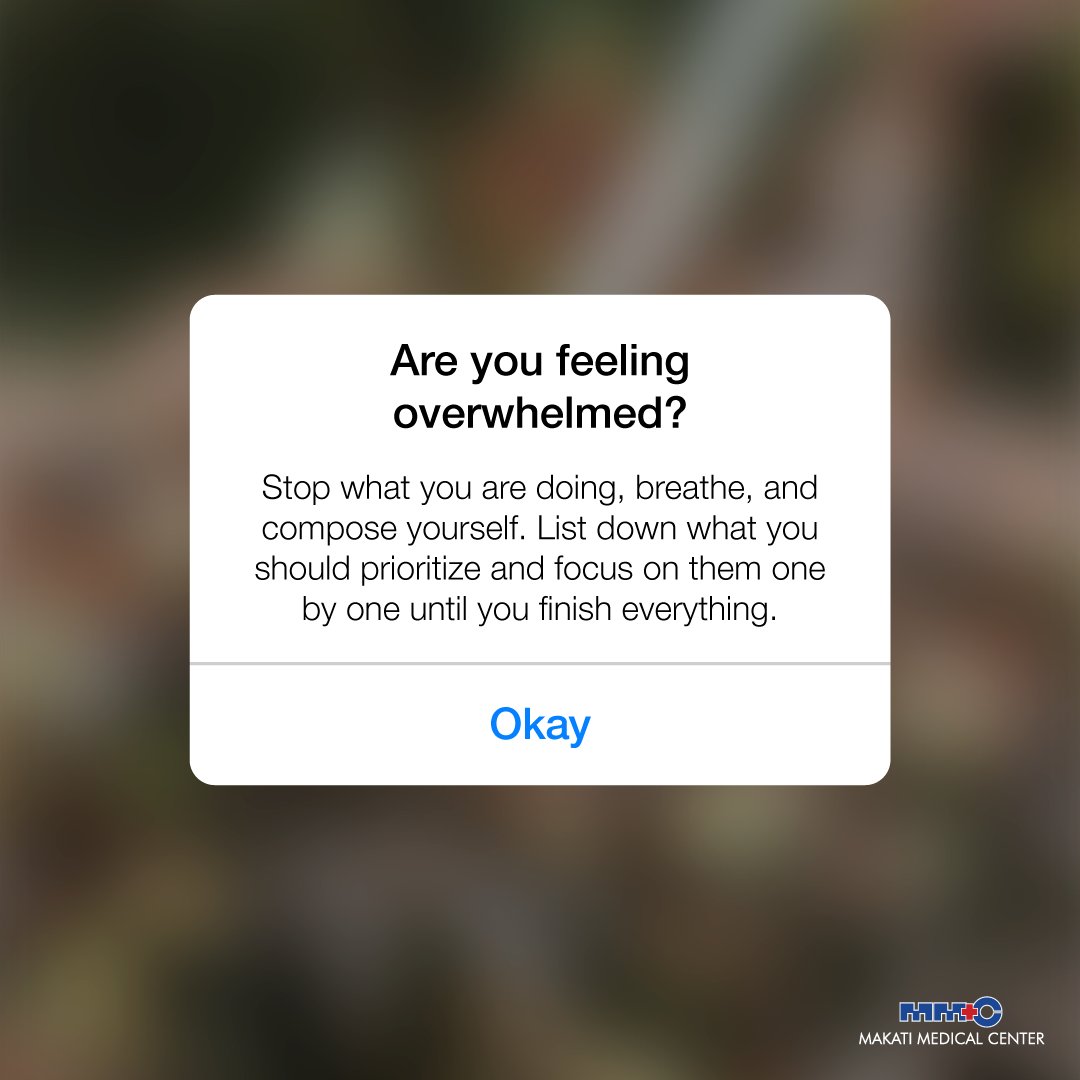 IamMakatiMed's tweet photo. Stop and read! 

We know that things are a little more challenging lately. This is a notification for you to slow down and take care of your mental health. 

#MakatiMedHealthyNormal https://t.co/op6CqrWS6b