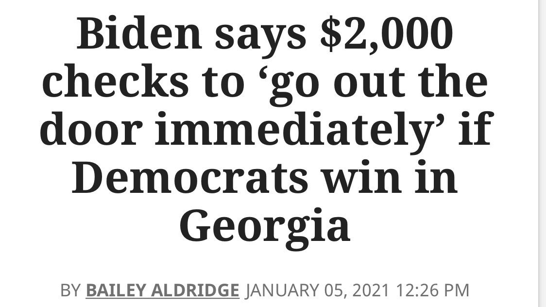 $2000 checks going out immediately have turned into $1400 checks that are not going out immediately. Biden lied.