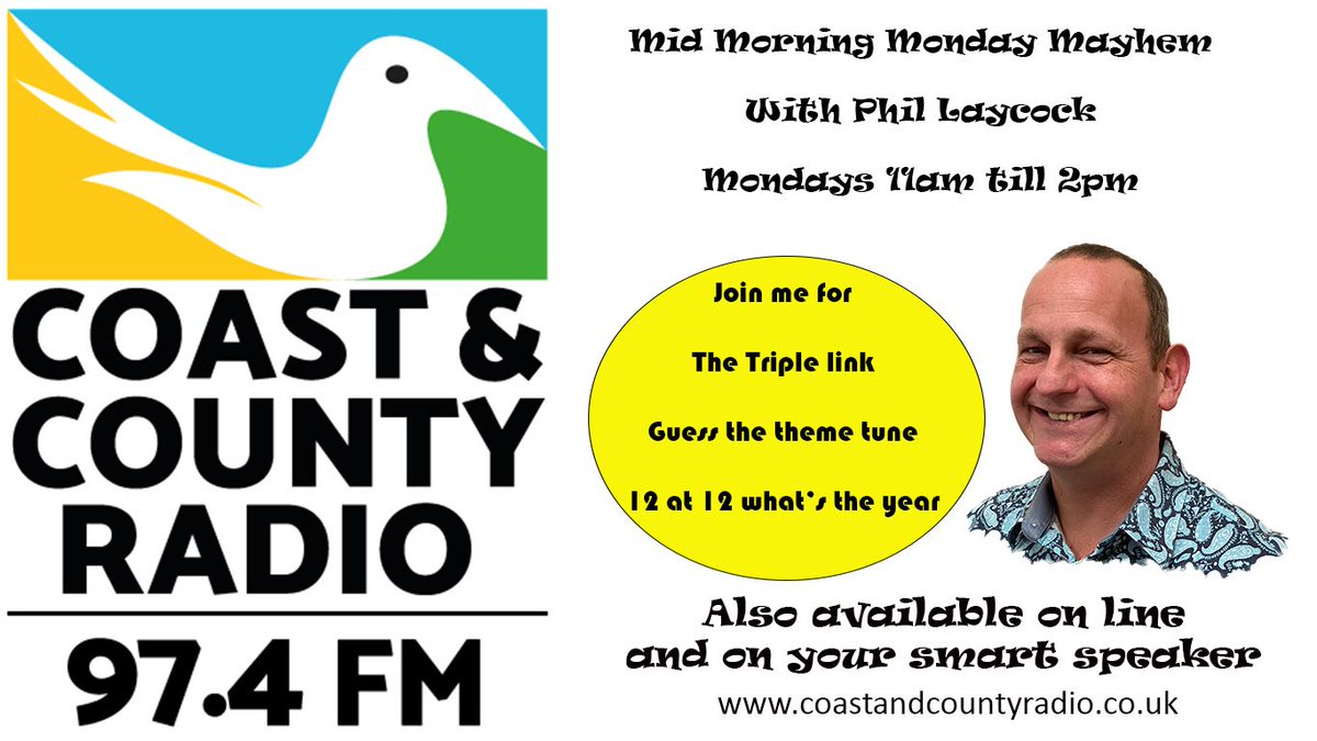 Spectrumphil's tweet image. Only 2 hours before I hit the airwaves join me at 11am 97.4fm @coastcounty buff.ly/368WqfO and on your smart speaker.