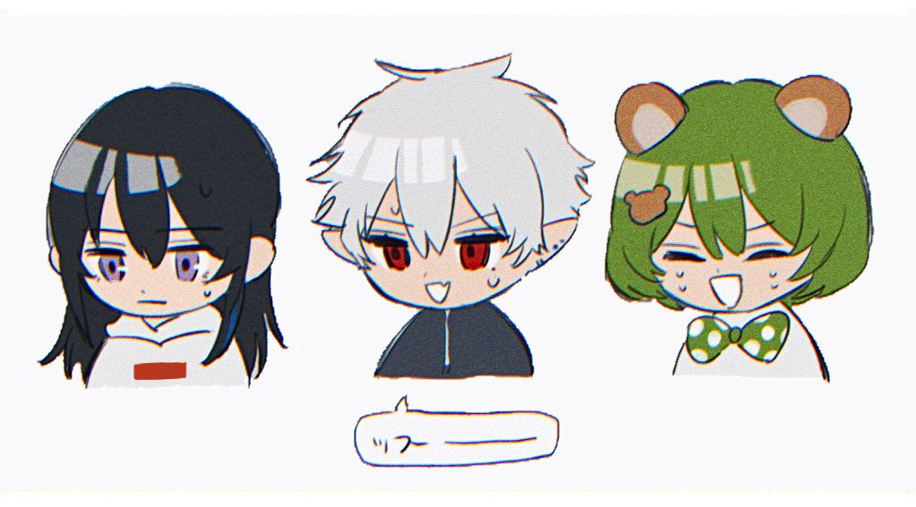 kuzuha (nijisanji) animal ears black hair bow green hair bear ears red eyes hood  illustration images