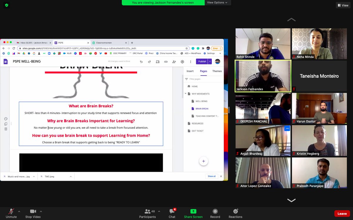 nehaminda's tweet image. What a fun session about well-being and simultaneously taking care of ours too!  @Jackson_Fern11 #RohitShinde @OISLearningHub @oismumbai #TeachersTeachTeachers #OISLearningHub #Jan21TTT