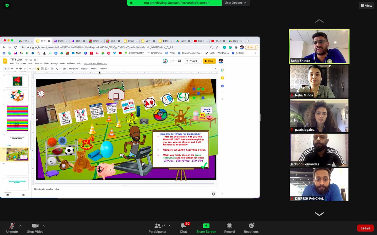 nehaminda's tweet image. What a fun session about well-being and simultaneously taking care of ours too!  @Jackson_Fern11 #RohitShinde @OISLearningHub @oismumbai #TeachersTeachTeachers #OISLearningHub #Jan21TTT