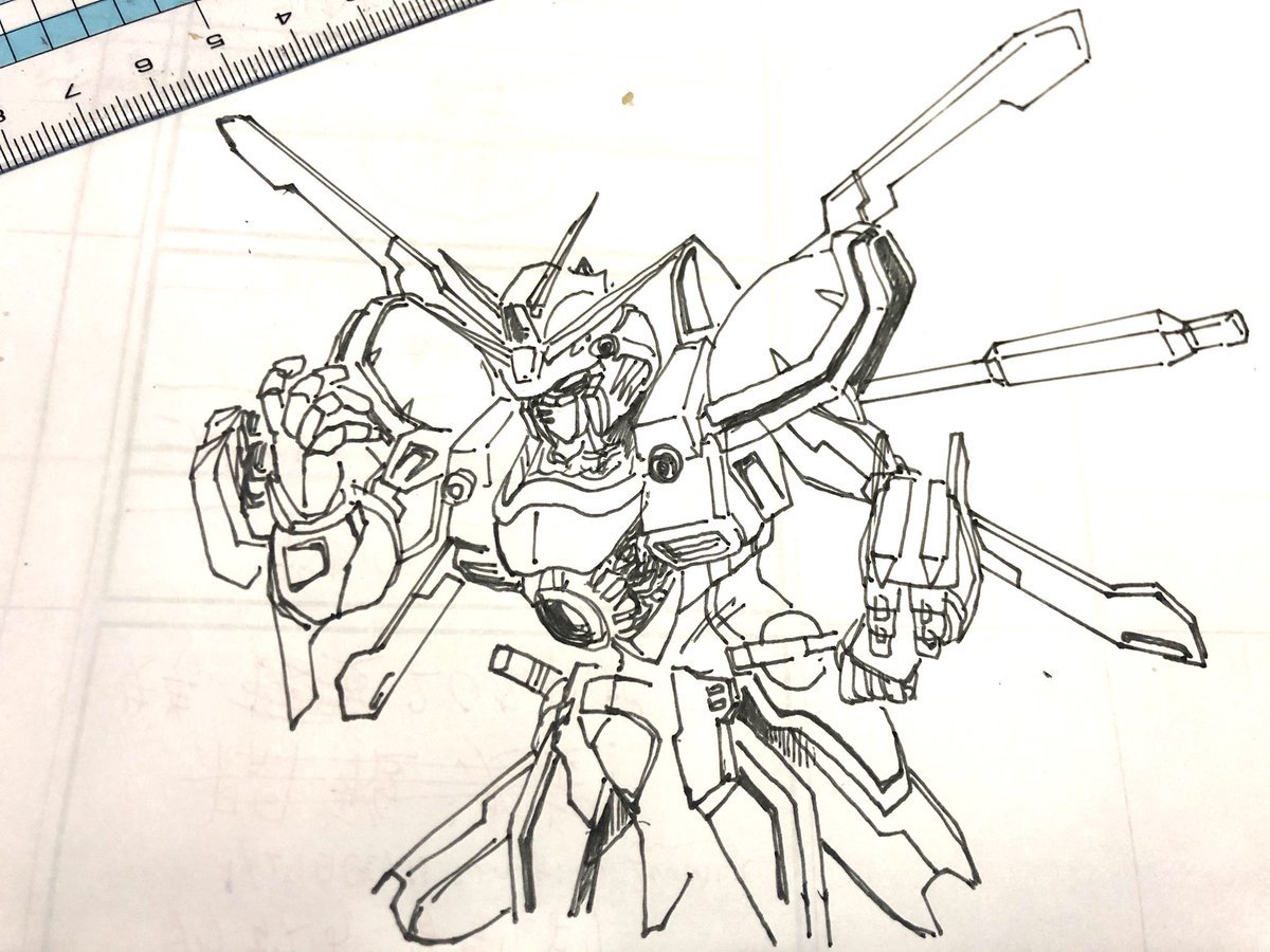 けびん34 動画クリエイター 動画の長いレンダリング中に ボールペンで適当にゴッド 描いてたら落書きにしては マシなの描けたw レンダリング終わったから続きしよ 動画クリエイター 動画編集 レンダリング 落書き 絵師ではない ガンダム Gガンダム