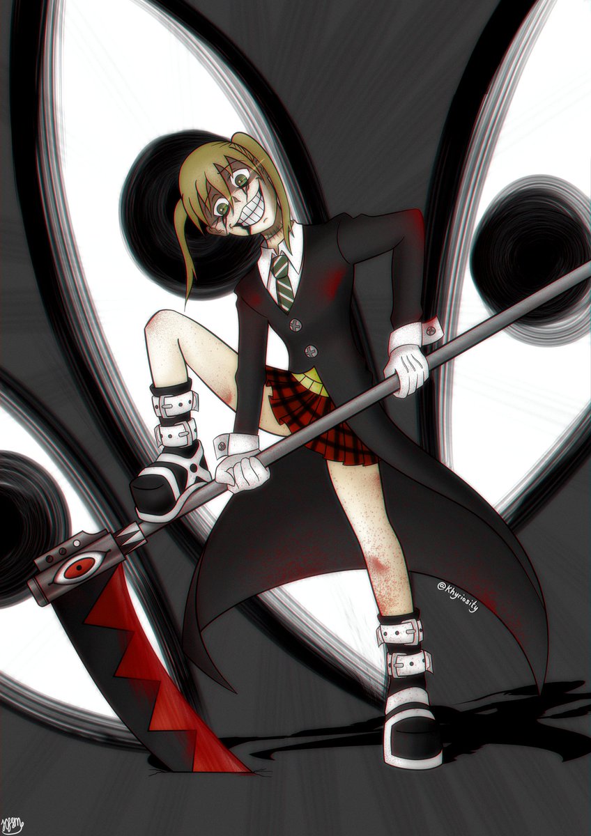Khyriosity's tweet photo. I refuse to let my fear control me anymore

Soul Eater art trade with @AverageDirt Maka Albarn consumed by madness
Kinda cool for Maka to dip into insanity just to help and understand Crona

Took me a while to get back to making an artwork but I actually did something https://t.co/0qKEn7HalR