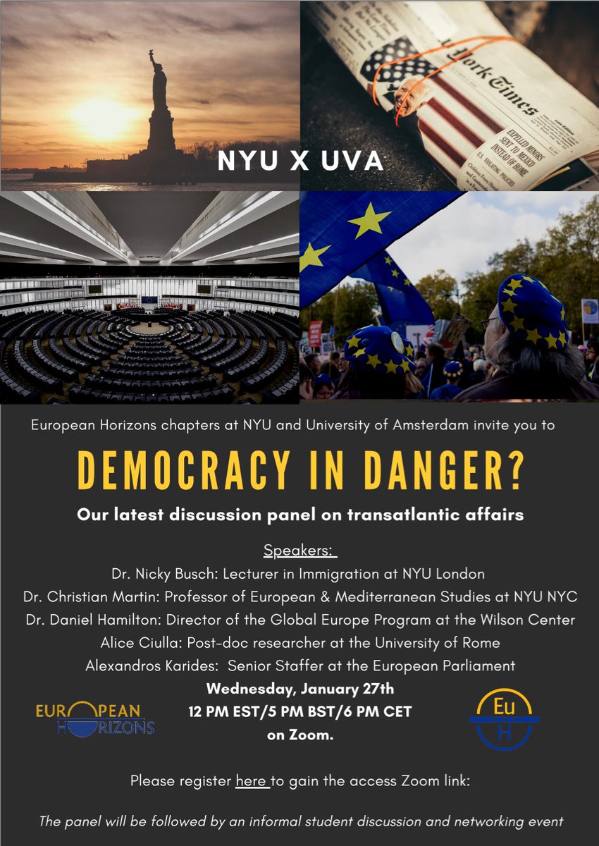I'm more than pleased to take part in the event "Democracy in Danger?" organized by European Horizons next Wednesday. Special thanks to <a href="/EuHAmsterdam/">European Horizons Amsterdam</a> for inviting me!