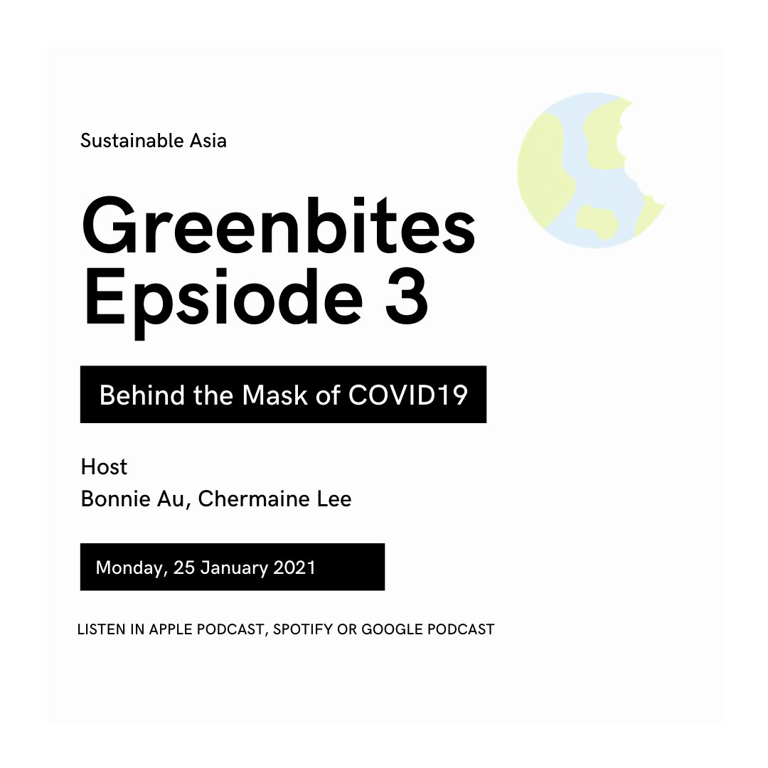 SustainableAsia's tweet photo. Do you know where the #mask on your face ends up in? Listen to the shocking answer in episode 3 of #Greenbites!

Listen our podcast here: https://t.co/9BajCMgoei

#SustainableAsia #Podcast https://t.co/bIY5hEQUPt