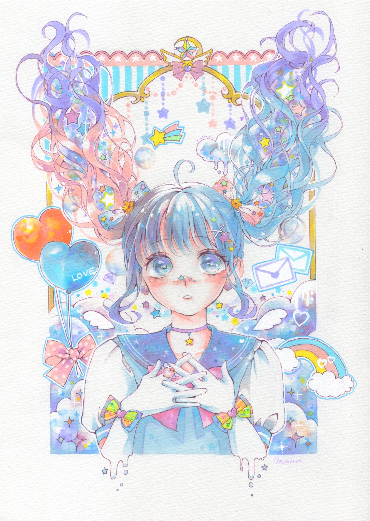 Mana ୭ ˈ Ohuhu様 Ohuhu Jp のイラストマーカーパステルカラー48色セットの商品宣伝イラストを描かせて頂きました カラフルで可愛い色達を活かしてゆめかわなイラストに挑戦しました 素敵な色味にときめきながら楽しく制作しました お写真は