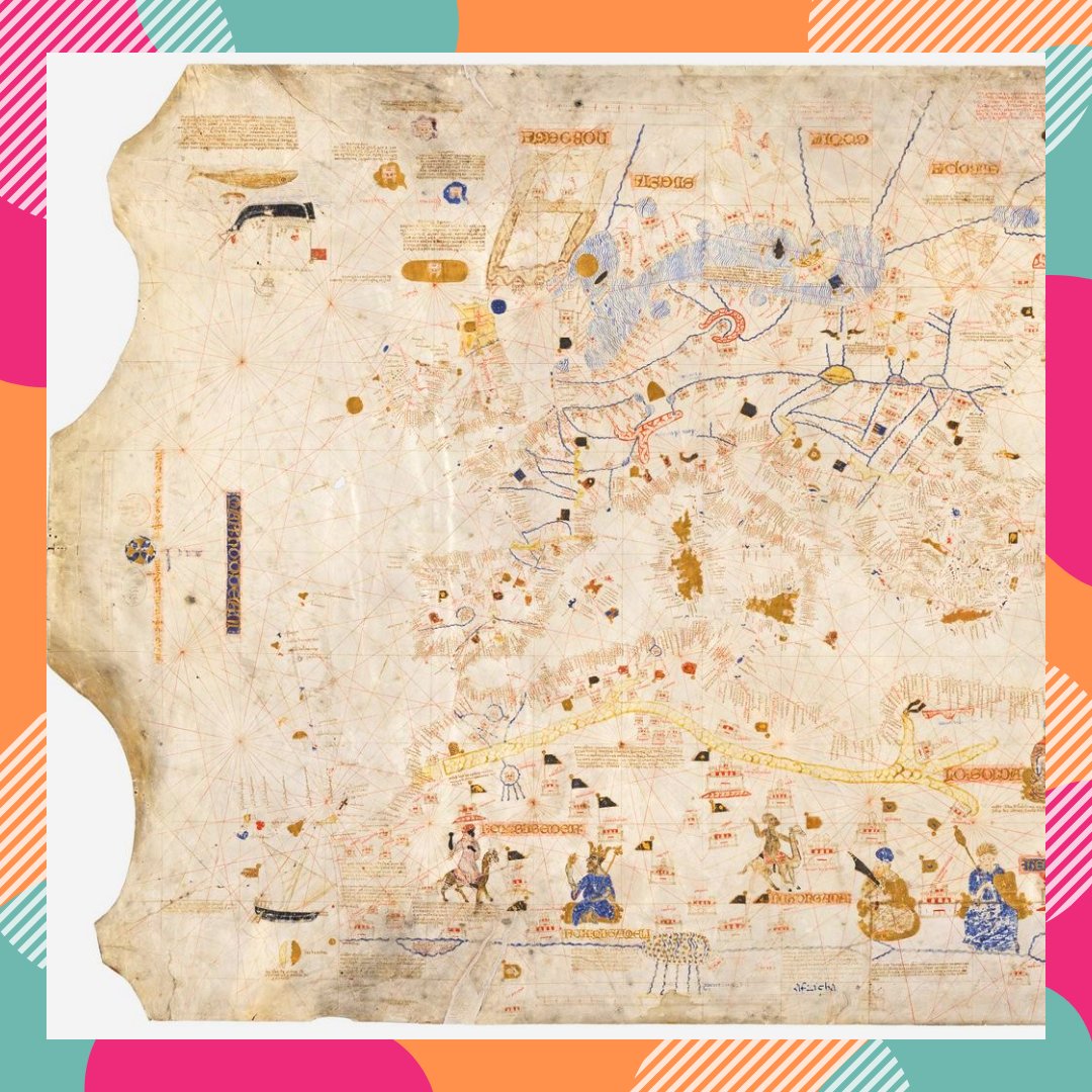 🗺️ Abans que els castellans iniciessin la conquesta de les Canàries, les costes africanes ja eren conegudes pels catalans.⚓Aquesta nau (1413) enarbora la #senyera de dues barres, la mateixa que figura sobre Barcelona, València i Saragossa.

📌Amplieu a: 
gallica.bnf.fr/ark:/12148/btv…