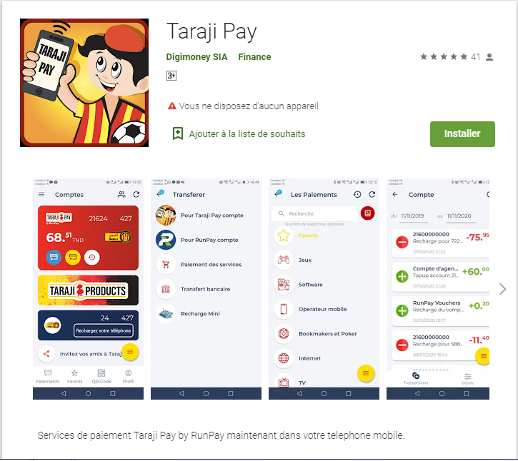 ES_Tunis_1919's tweet photo. Services de paiement Taraji Pay by #RunPay maintenant dans vos mobiles.
⬇️⬇️⬇️⬇️
#TARAJIPAY https://t.co/yh0UOtVWZ6