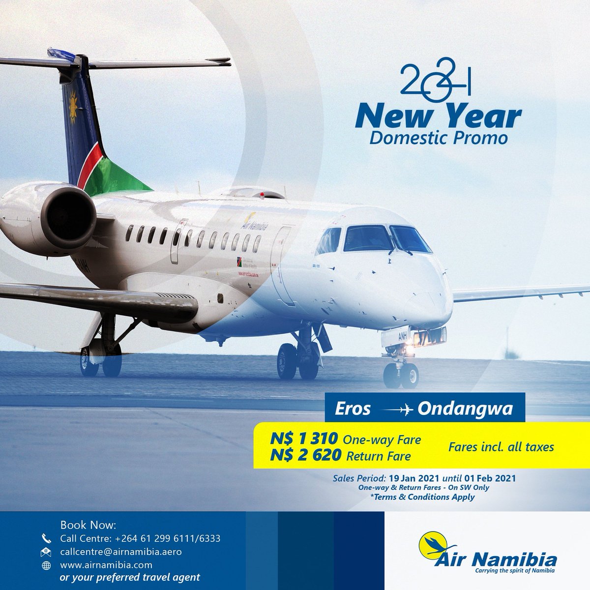 airnamibia1's tweet photo. Domestic promo

 #airnamibia #domesticflights #namibia #traveldaily #travelenthusiast #windhoek #booknow #bookonline https://t.co/m6z8hDPvXD