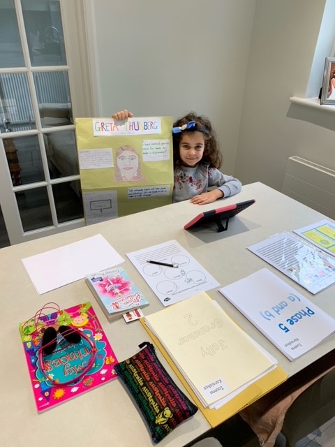 NorthwoodGDST's tweet image. Ioanna in Y1 is having a busy day in her office, enjoying GHL. She has already worked on descriptive story writing, maths and a little leaders show and tell, focusing on environmental activist Greta Thunberg. Great work Ioanna! 👏✏ #NWCAlwaysLearning @GDST