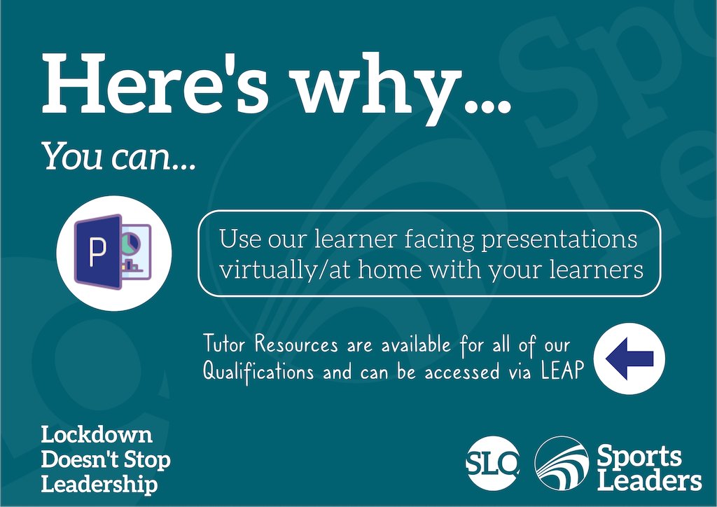 Lockdown Doesn’t Stop Leadership – you can continue delivering our Qualifications remotely. For more ideas, download our guidance here: bit.ly/3c7iOdg