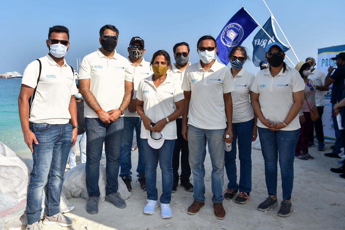 switchasia's tweet photo. The First Lady of the Republic of Maldives @presidencymv leads by example @switchasia #PROMISE beach clean-up. Stay tuned! Updates from the #Maldives #WeSwitch #beatplasticpollution @EU_Maldives @MNUedu @adelphi_berlin @parleyforoceans @teriin @EU_Partnerships @JuttaUrpilainen https://t.co/RksEGtVqE5