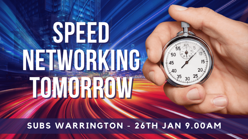 SUBS Business Events - Register by 5pm today for SUBS Warrington's Speed Networking at 9am tomorrow and receive our event handout with top tips! - portal.subsbusinessevents.co.uk/post/subs-warr…