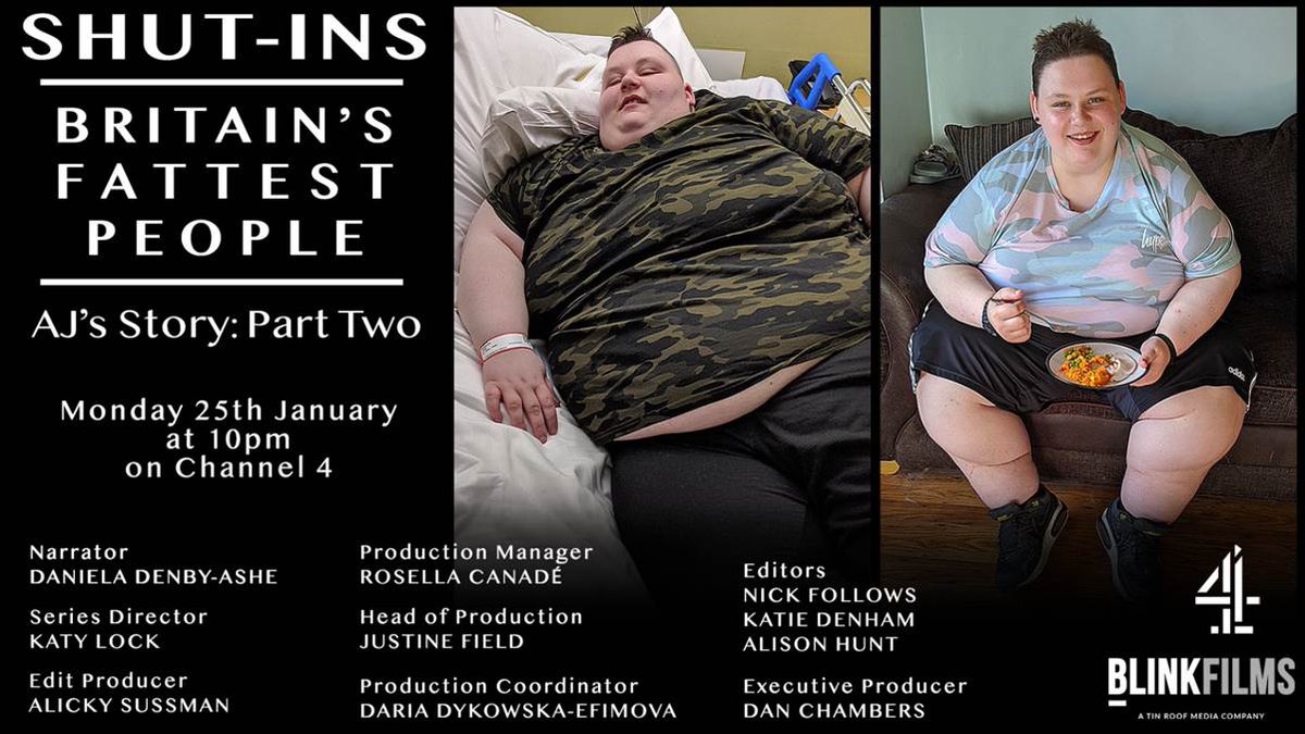 ShutInsC4's tweet photo. Watch part 2 of AJ's incredible story at 10pm tonight on 
@Channel4. 

#britainsfattestpeople 
#shutins https://t.co/sdoDowyAbm