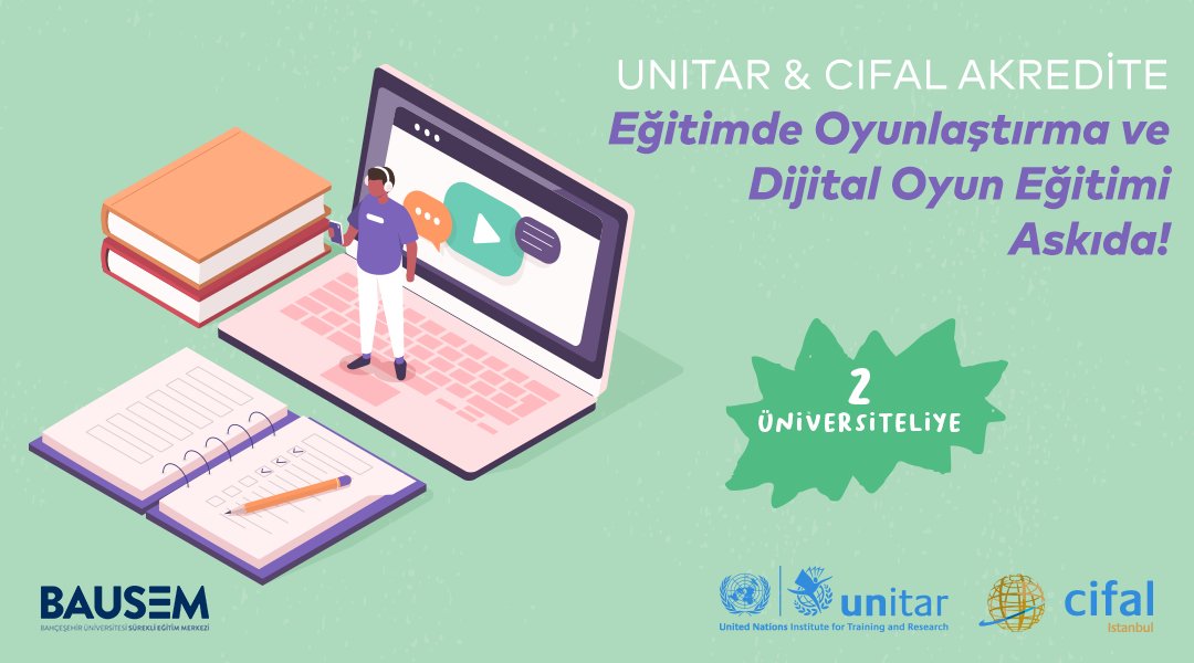 Askıda @BahcesehirSEM desteğiyle "UNITAR &amp; CIFAL Akredite - Eğitimde Oyunlaştırma ve Dijital Oyun Eğitimi" var! RT'leyen 2 üniversiteliye hediye! Detaylar: bit.ly/3sNwakS
