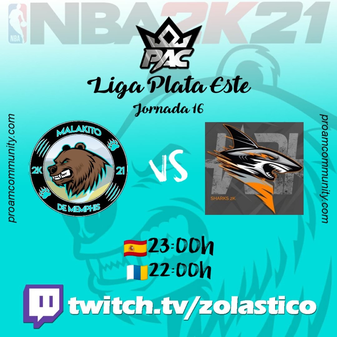 Después de la primera victoria de ayer, queremos seguir la racha!
🏆 <a href="/proamcommunity/">ProAm Community</a>
📅 Jornada 16
🆚 <a href="/Sharks_2K/">Sharks 2K</a>
📺 Twitch.tv/zolastico