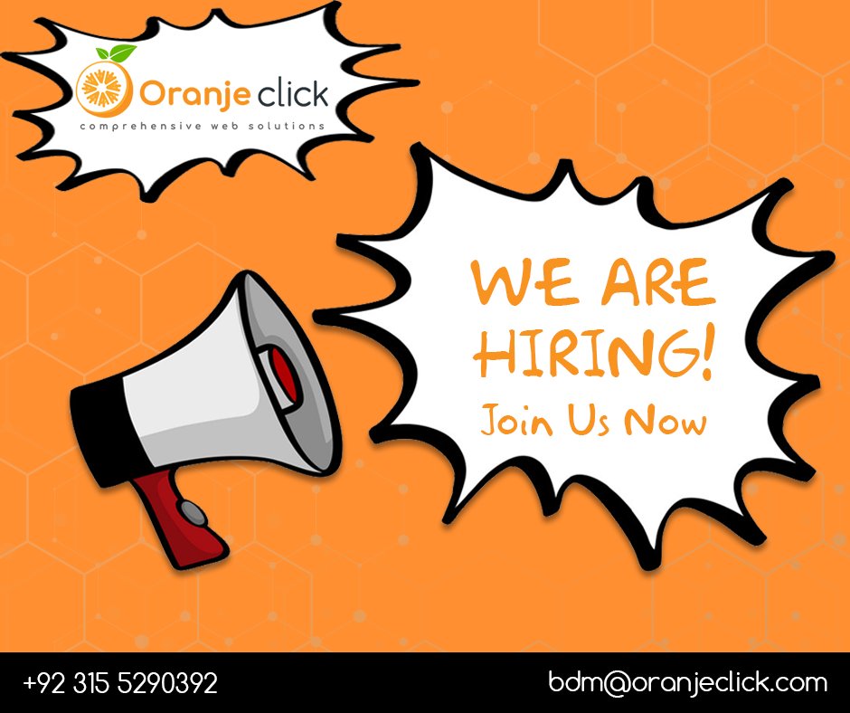 We are hiring #Android #iOS #Laravel Developers.
Send your CVs at bdm@oranjeclick.com

oranjeclick.com
Email: bdm@oranjeclick.com
Phone# 0315-5290392

#hiring #technology #computerprogramming #iphoneapps #appdevelopment #jobs #recruiting #jobsearch