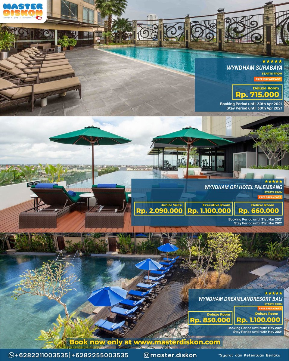 masterdiskonid's tweet photo. Dapatkan promo Wyndham Hotels di Master Diskon

#wyndhamsurabaya
#wyndhamopipalembang
#wyndhamdreamland https://t.co/j7ARrxbbkV
