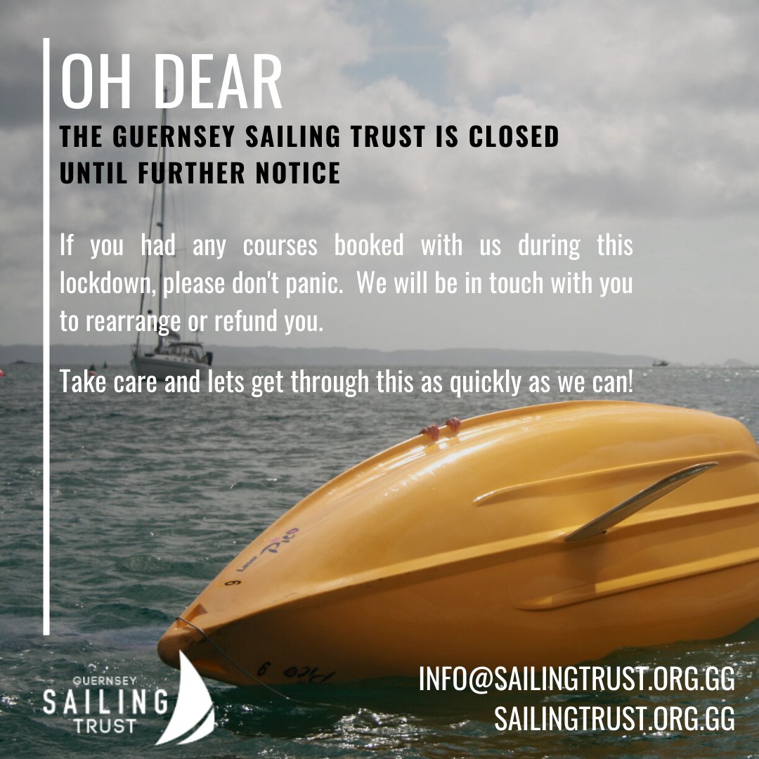 GST (@sailingtrust) on Twitter photo Due to the Lockdown, the GST is closed. We will be back and in the meantime are still here to answer any questions you may have on learning to sail or powerboat - just send us as an email (info@sailingtrust.org.gg) or visit our website: sailingtrust.org.gg Due to the Lockdown, the GST is closed. We will be back and in the meantime are still here to answer any questions you may have on learning to sail or powerboat - just send us as an email (info@sailingtrust.org.gg) or visit our website: sailingtrust.org.gg