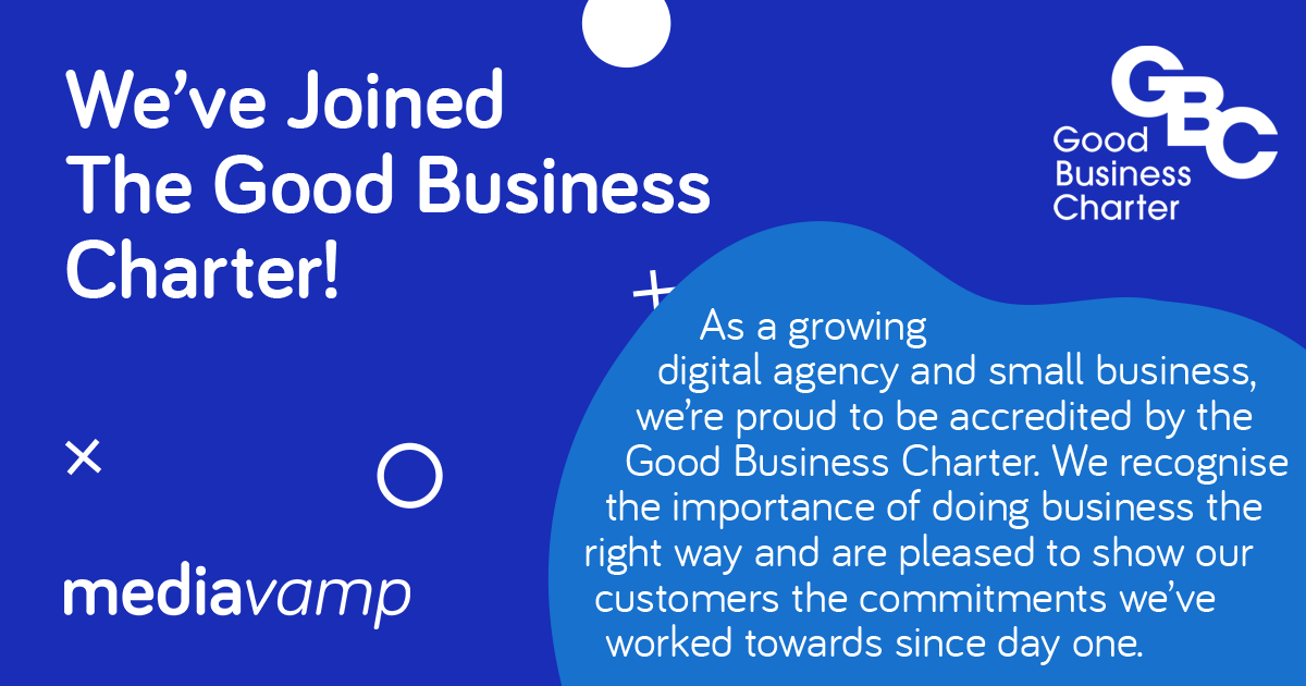 We're proud to now be a member of <a href="/GBCharterUK/">Good Business Charter</a> 
#webdevelopment #SmallBusiness #DigitalTransformation