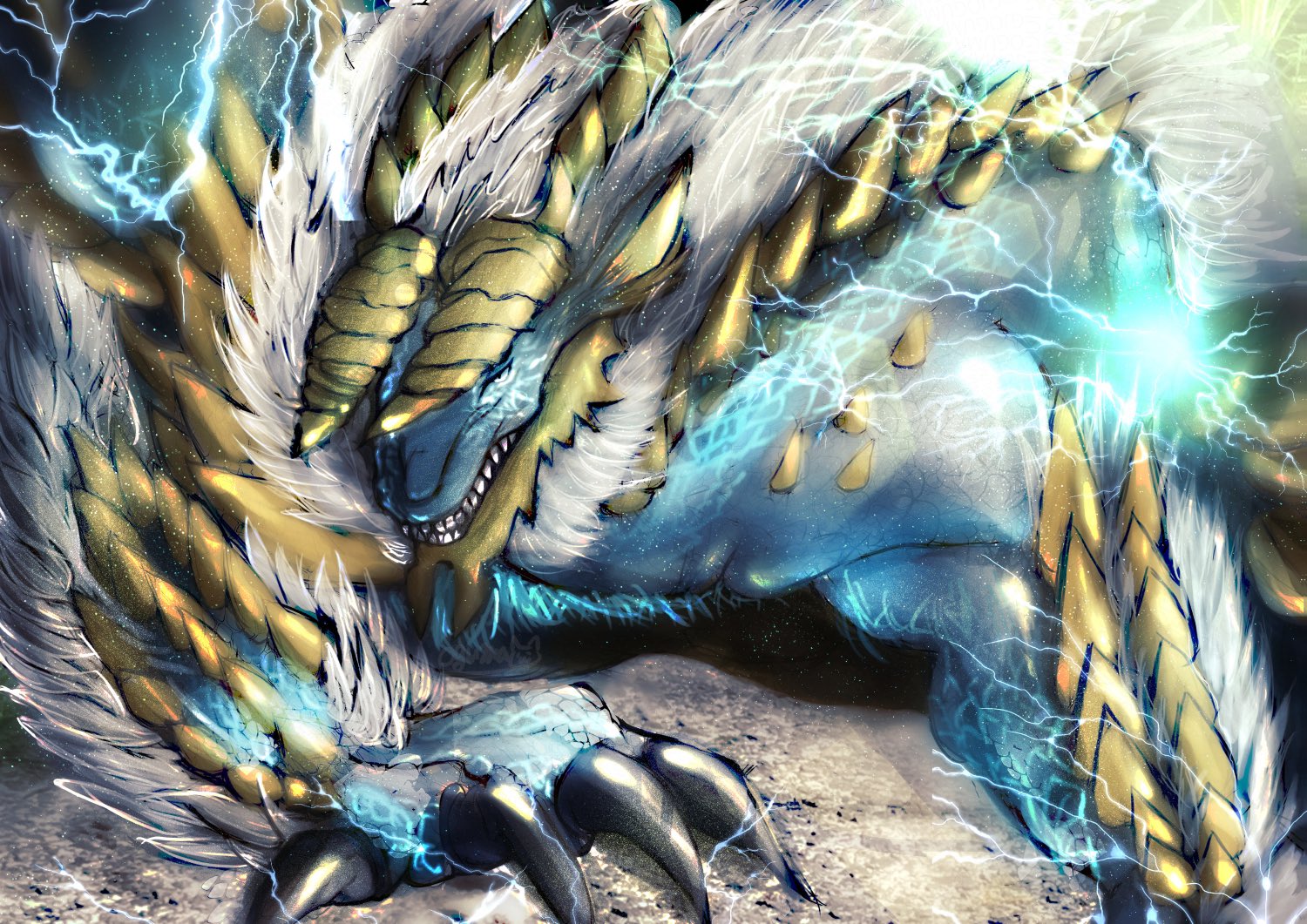 Twitter 上的 Ogumapu 久々にジンオウガ モンハン ジンオウガ Illustration イラスト ファンアート Mhwib Zinogre Monsterhunter T Co Xkr7mjubko Twitter