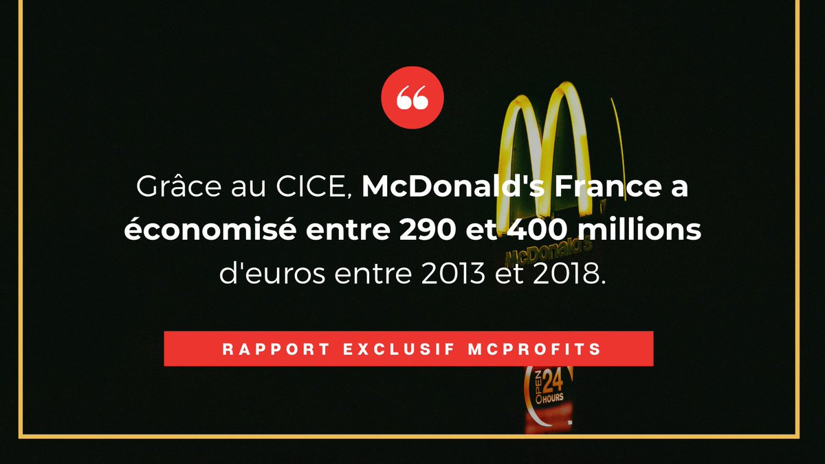 ReActTransnat's tweet photo. 👉La loi interdit d'utiliser le CICE pour augmenter les dividendes. A quoi ont servi les millions d'€ de CICE perçus par McDo?
(Spoiler:) Les dividendes ont augmenté et le nombre d'emploi par restaurant a diminué.
A lire➡️ https://t.co/i4zvTdcUeD
#McProfits #McDoRendslArgent https://t.co/KQBrWItECi