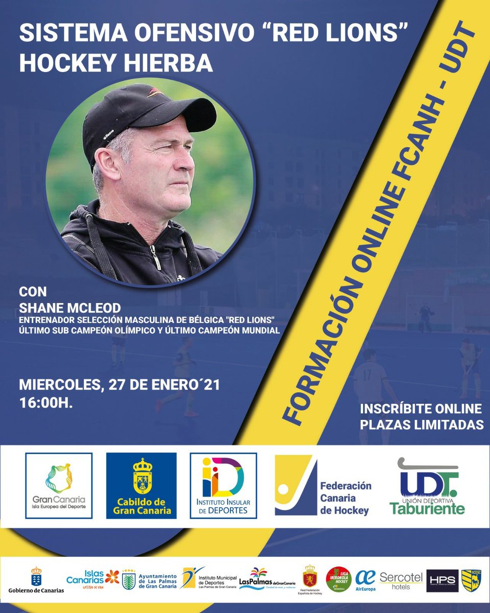 💪 Empezamos fuerte la semana😎

☝️ El miércoles, 27 de enero, a partir de las 16h00, charla formativa online con el entrenador de los @BELRedLions, Shane McCleod🔝

🤝 Organizado por la <a href="/FCanHockey/">FCanH</a> y la U.D. Taburiente