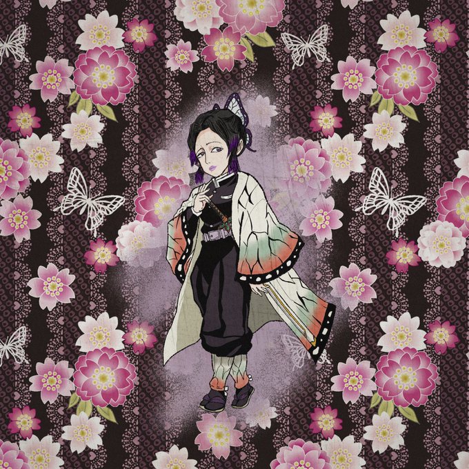 ISSHINさんがTwitterに投稿した胡蝶しのぶ(鬼滅の刃)のイラスト。