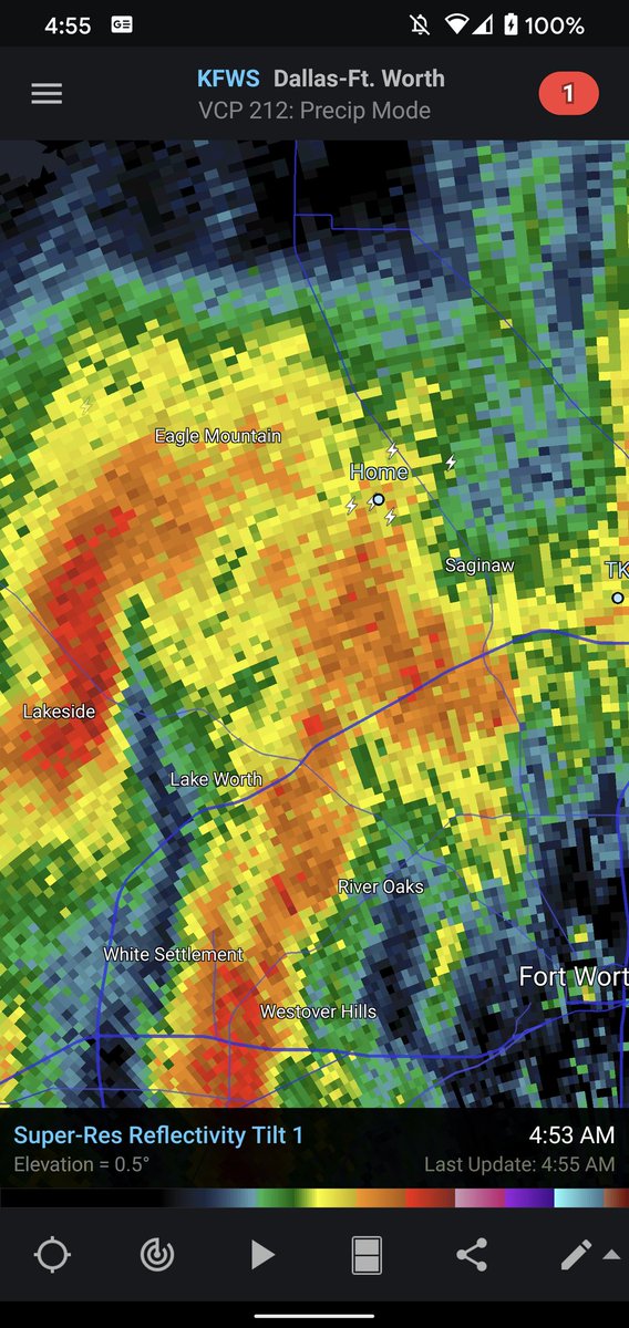 LoneStarCanary's tweet photo. 10 seconds after Eddie Grant's "Electric Avenue" started playing on the radio alarm, Mother Nature said "WAKE UP MUTHAFOOKER!!!"

Our bedroom window faces west, that close bolt was maybe 4 blocks away. It launched the cat off the end of the bed... #flashboom https://t.co/YHDBF8b3Z0